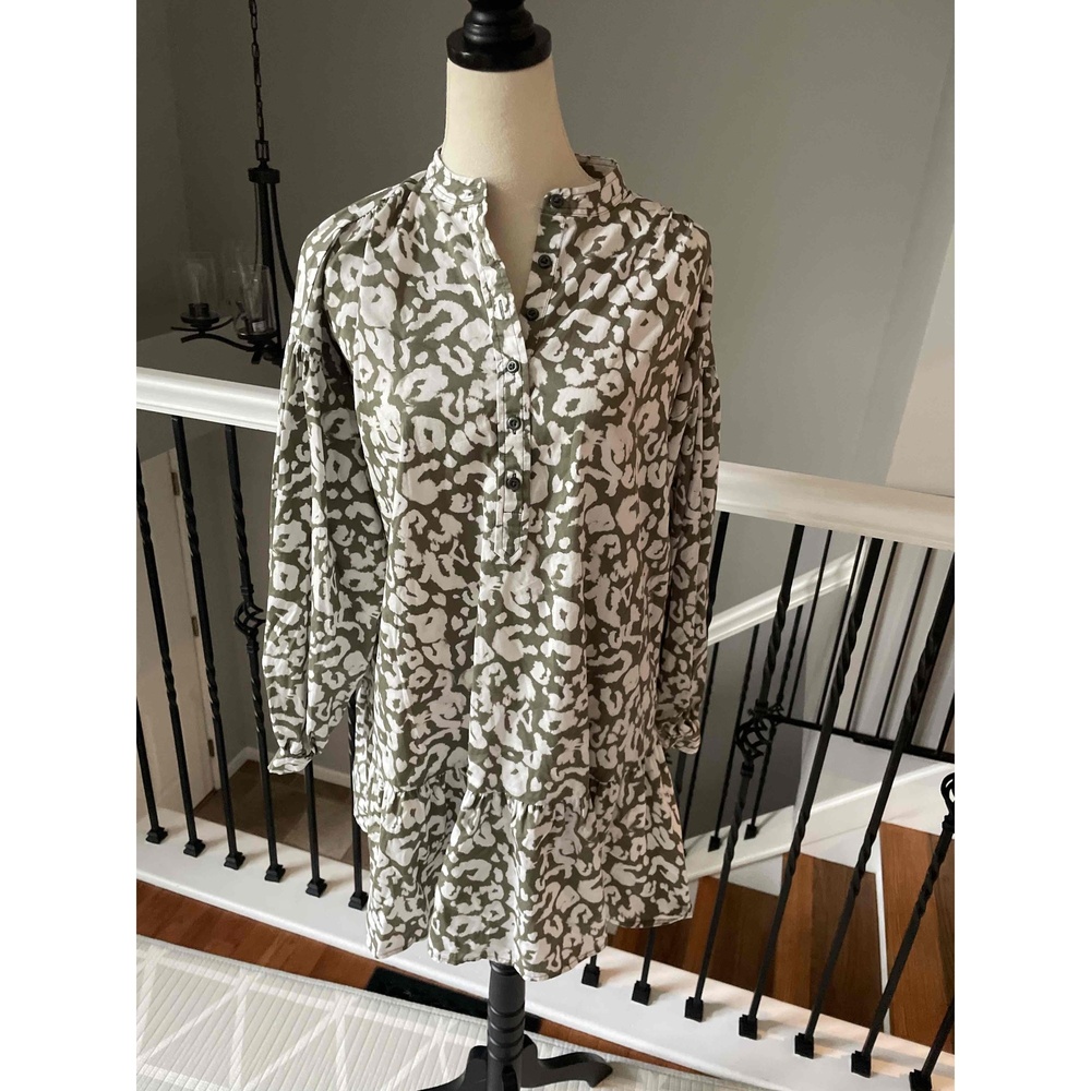 Elizabeth & James Green Floral Patterned Long Sleeve‎ Dress Size Small